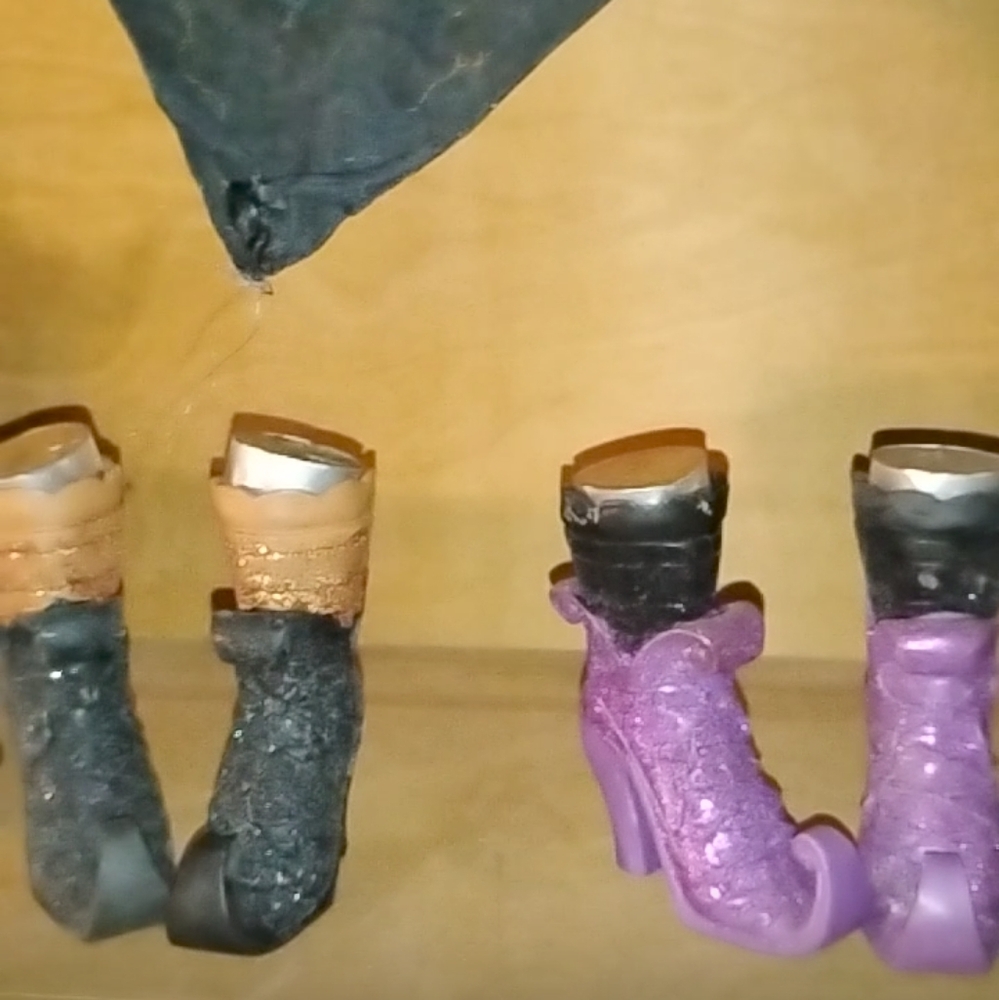 Stylish Boot-Shaped Candle Holders - Black and Purple